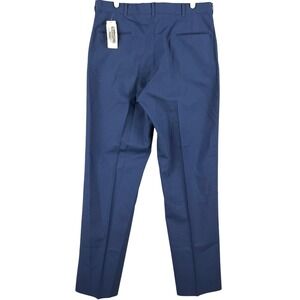 DSCP Men's Wool Blend Navy Trouser Pants Sz 37S Unhemmed Flat Front Straight NEW